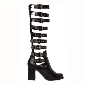 Solestruck YES brand Caged Buckle Heels